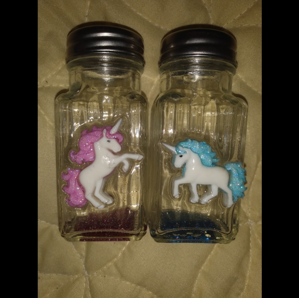 Unicorn Glass Jars with Pink and Blue Accents